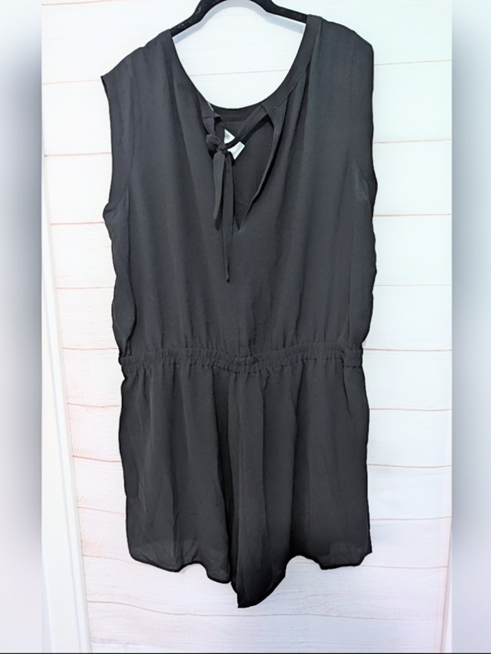 Nwt Reitmans Signature Elegant Black Tie-Detail Shorts Romper Size XXL - Picture 2 of 5